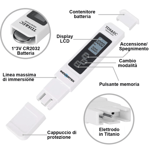 Misuratore EC e TDS Indoortek - immagine 2